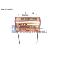 Kondenzátor odrušovací 100nF+100R, X2, 250VAC PMR209 -RIFA- skladom 1ks